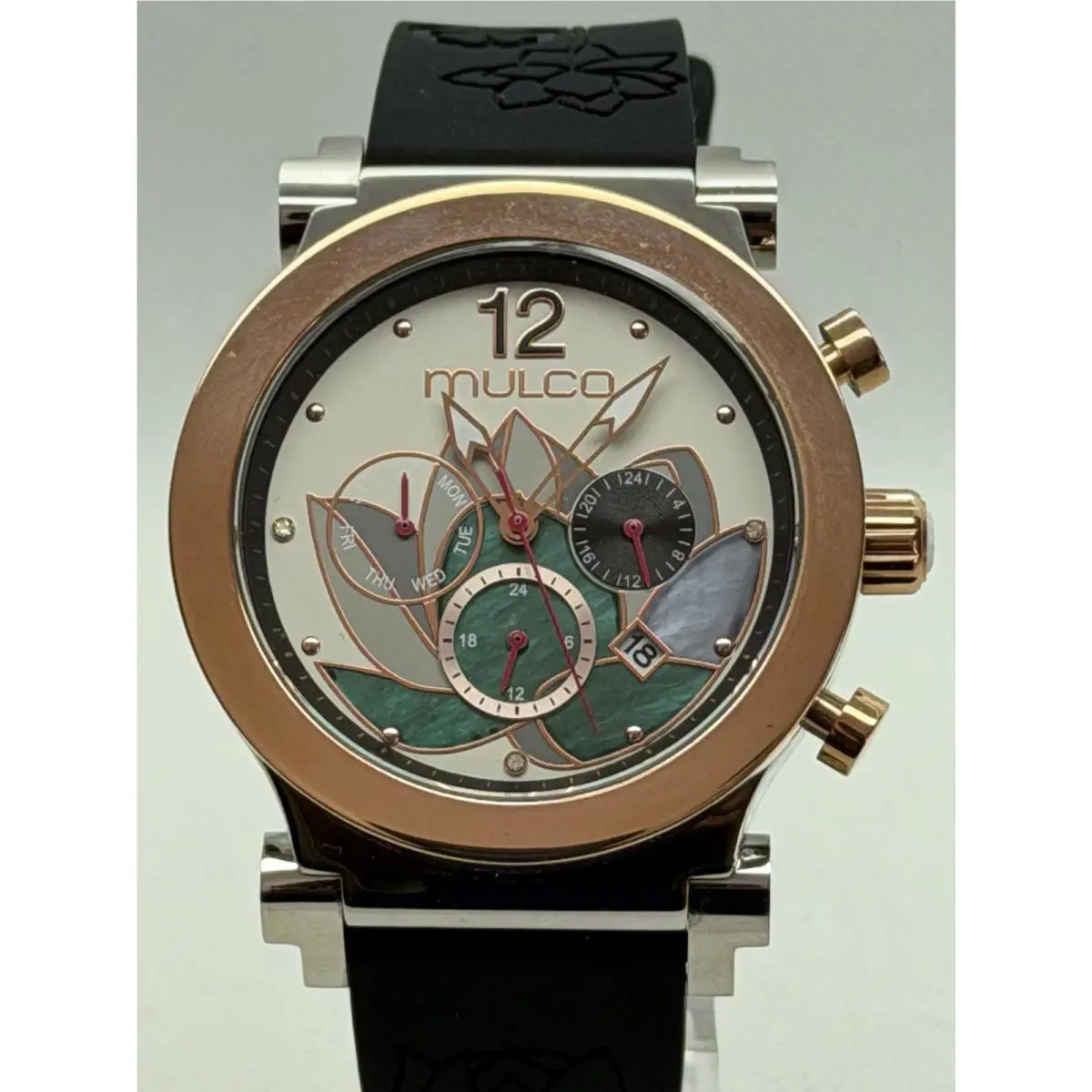 Lotus MW3-19001-021 Black Silicone Chronograph Swiss Women`s Watch 42mm by Mulco