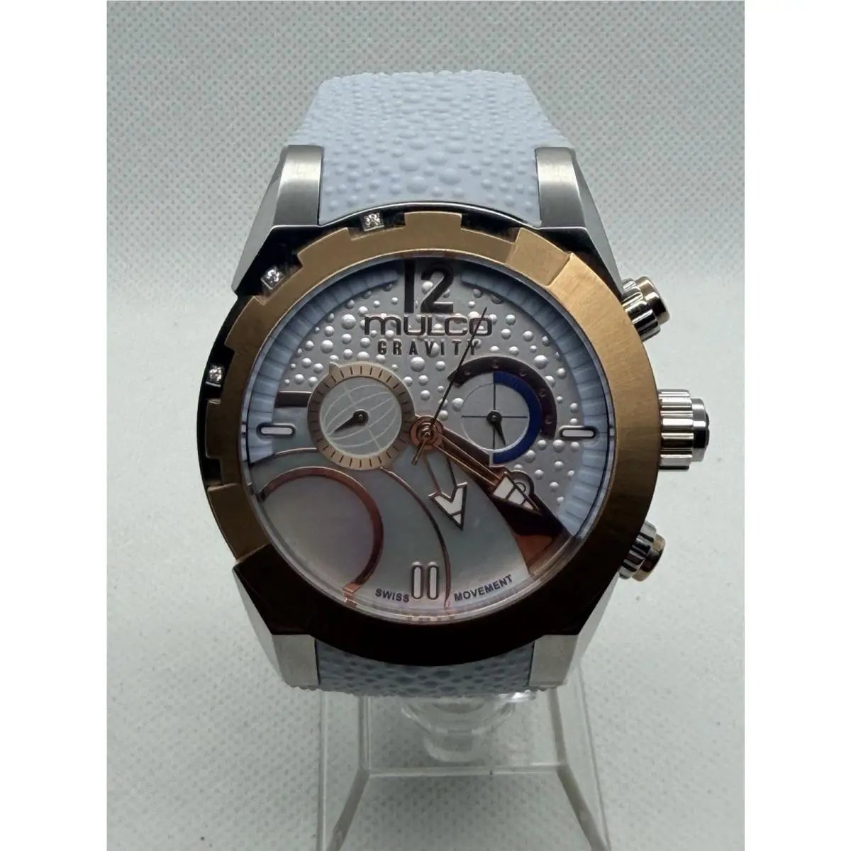Gravity Unisex Light Blue Silicone Chrono Swiss Watch MW5-3799-413 45mm by Mulco