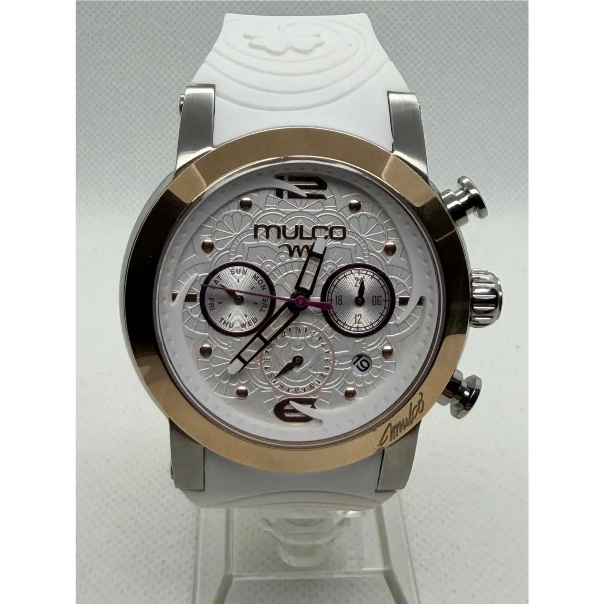 M10 MW3-21837-013 Swiss White Dial Chronograph Silicone Unisex Watch 42mm by Mulco