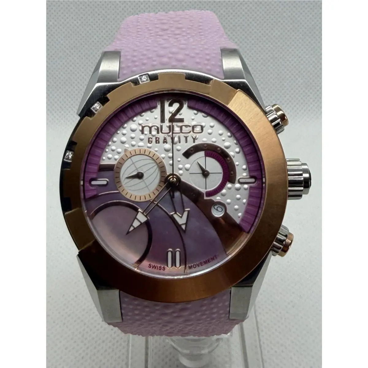 Gravity MW5-3799-513 Unisex Silicone Lavender Chronograph Swiss Watch 45mm by Mulco
