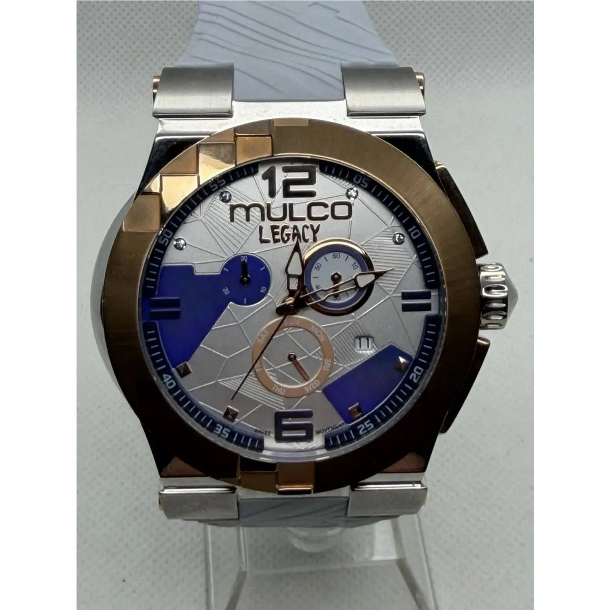 Legacy MW5-3547-413 Swiss Blue Dial Light Blue Silicone Men`s Watch 47mm by Mulco