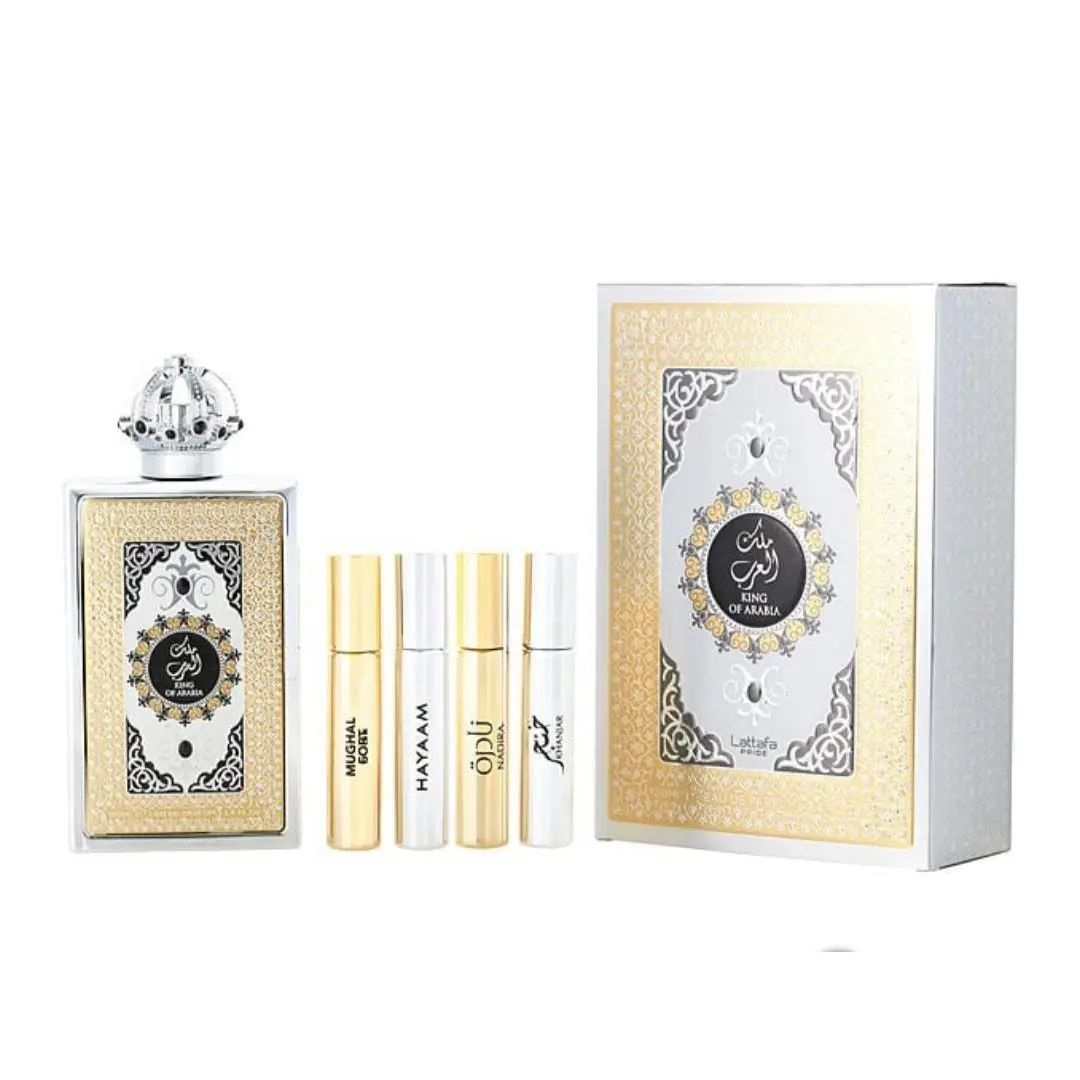 Lattafa Pride King of Arabia 100ml Edp Spray For Men + 4 x 10ml Travel Sprays