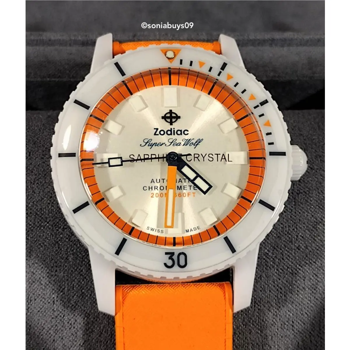 Zodiac Super Sea Wolf Automatic Ceramic Men`s Watch ZO9591 White Dial