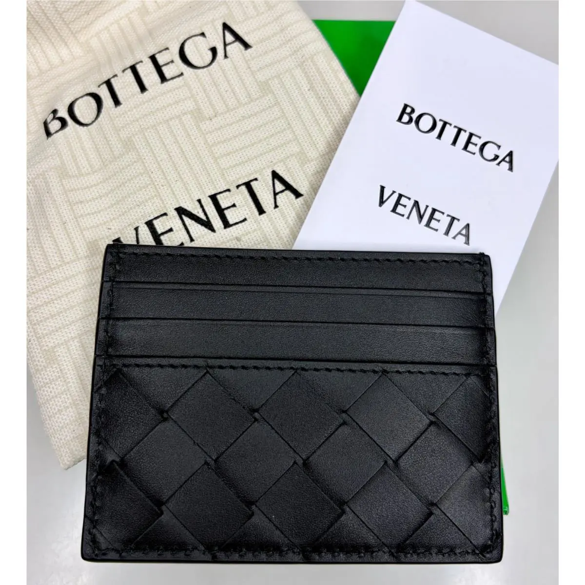 Bottega Veneta Intrecciato Black Leather Card Case Wallet - 32123