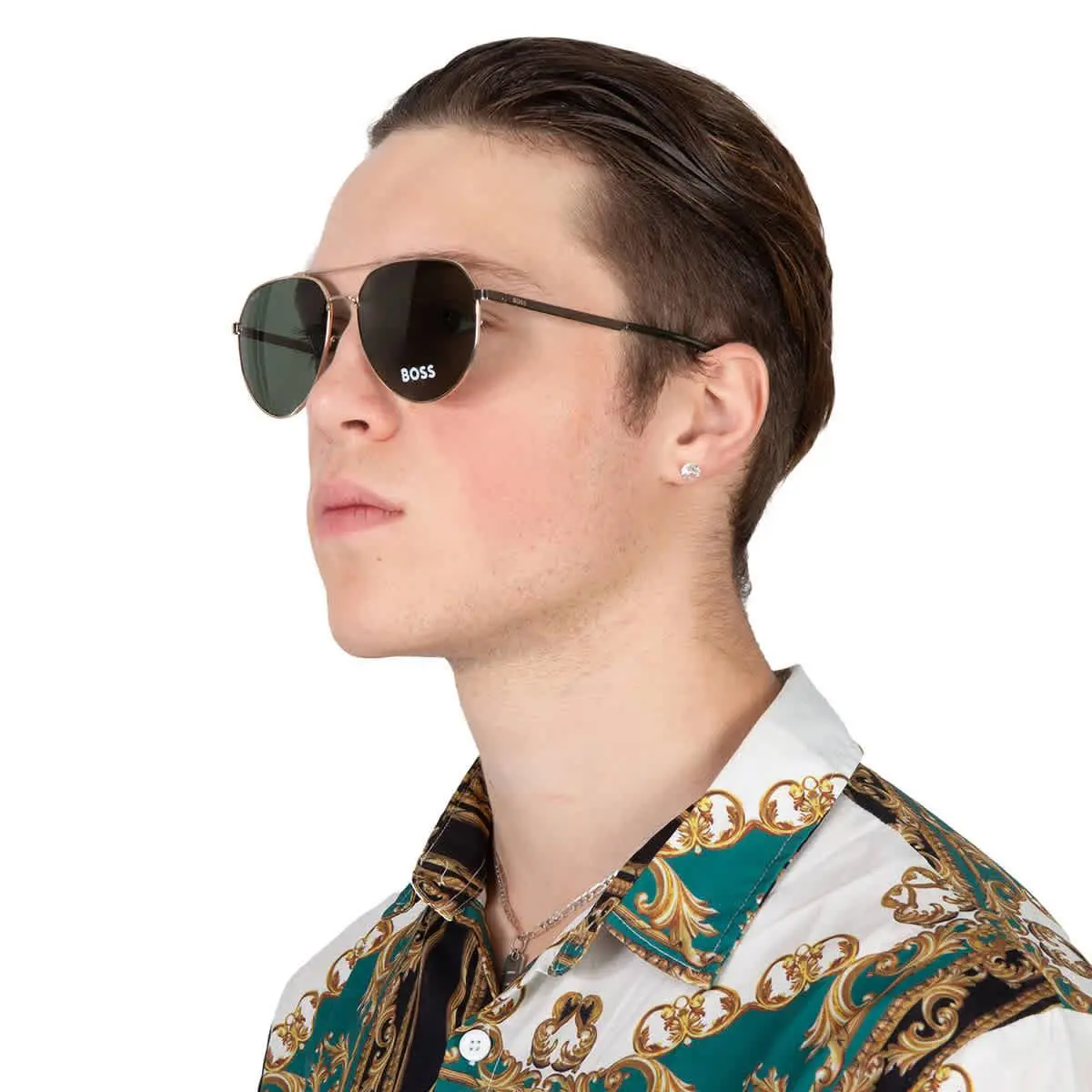 Hugo Boss Green Pilot Men`s Sunglasses Boss 1473/F/SK 0J5G/QT 61 Boss 1473/F/SK
