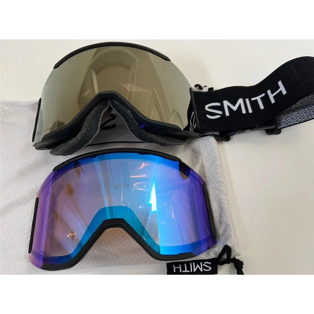 Smith Squad Mag Snow Goggles Black Frame Sun Black Gold Mirror Lens +bonus
