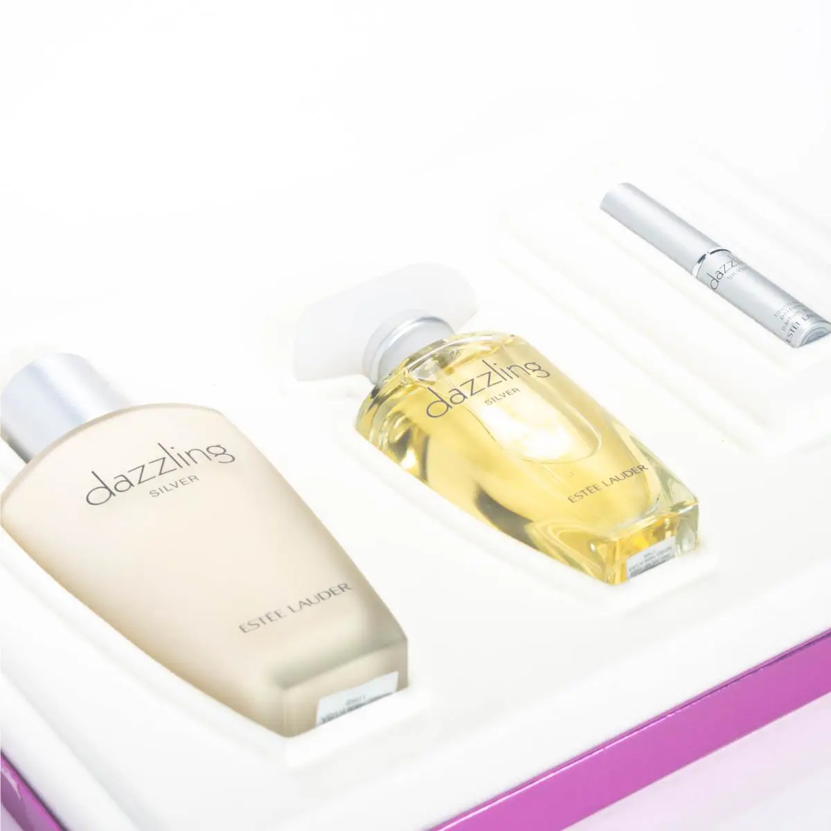 Estee Lauder Dazzling Silver Edp 1.7OZ Gift Set w/ Body Lotion + Solild Perfume