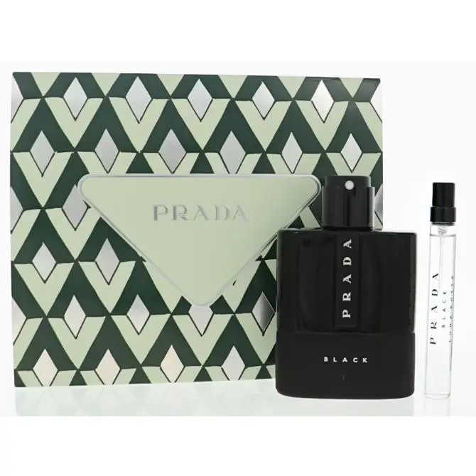 Prada Luna Rossa Black For Men 2 PC Set: 3.3 OZ Edp Spr + 0.34 OZ Edp Spr
