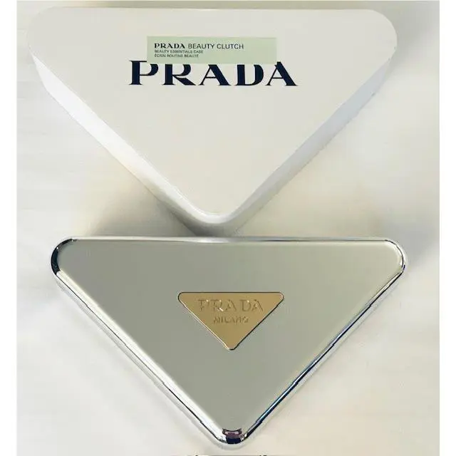Prada Silver Beauty Clutch Bag Handbag Case 7x9x2 Unavailable in US
