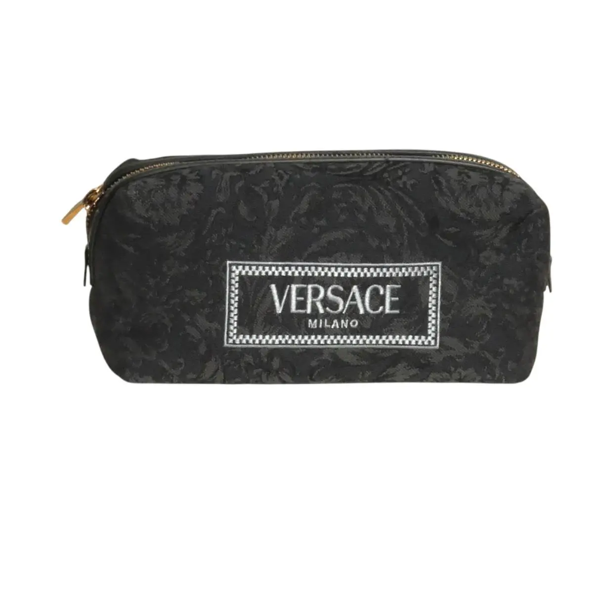 Versace- Black Embroidered Jacquard Beauty Pouch