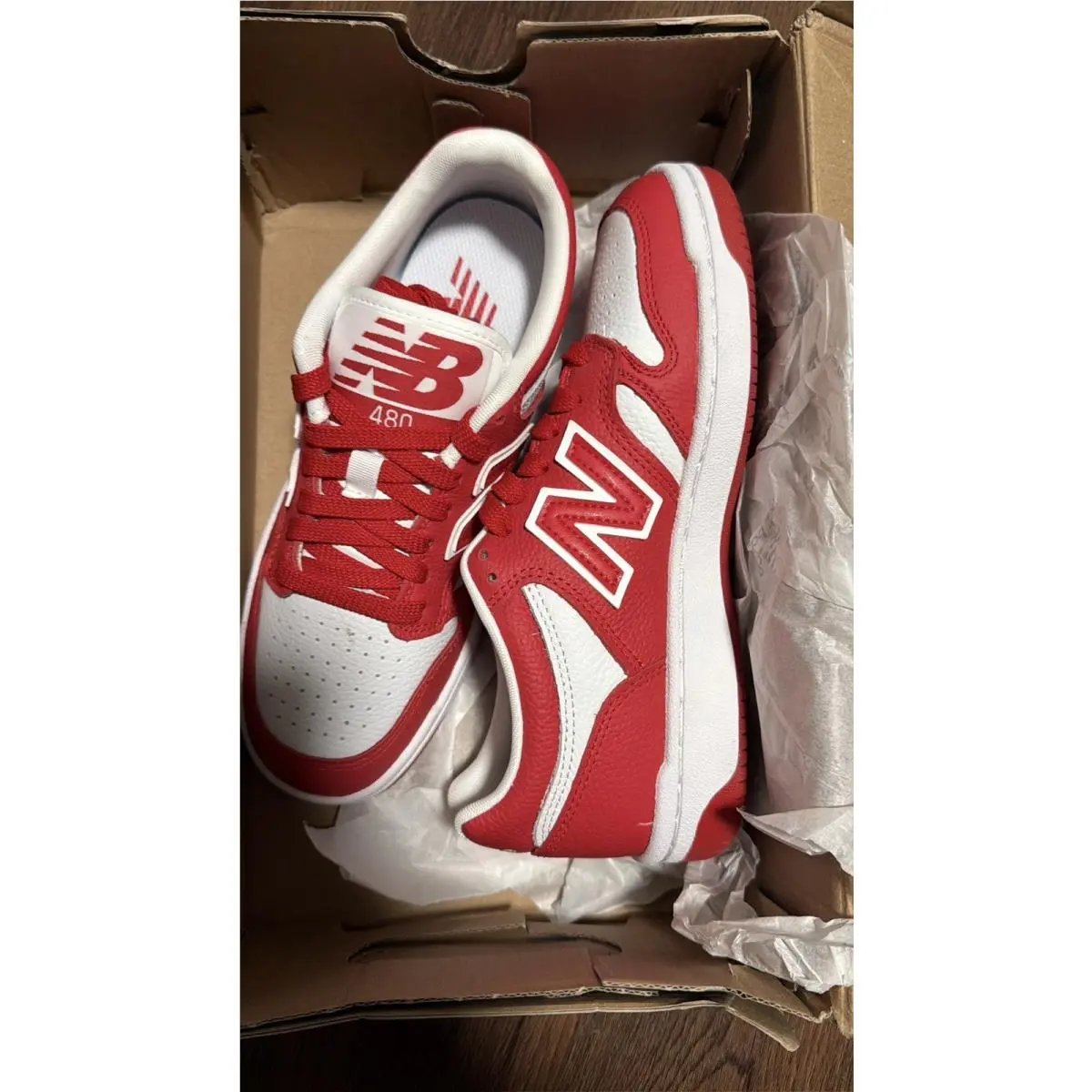 New Balance 480 BB480LHR Sneaker White Leather Sz 5 Men / 6.5 Women
