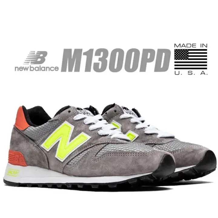 New Balance 1300 Low M1300PD Made IN Usa Sneaker Men Shoes Grey/o/y Size 11 New - Grey Orange yellow -U40- M1300PD