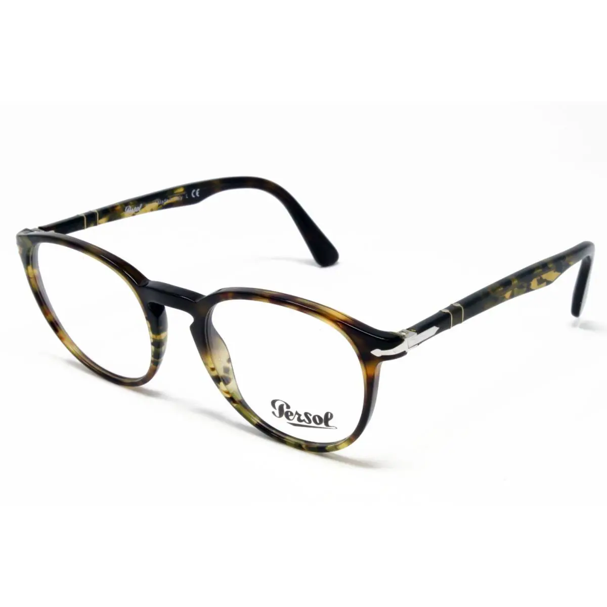 Persol Men`s Eyeglasses Brown Tortoise 50mm Round Optical Frames PO3212 1079