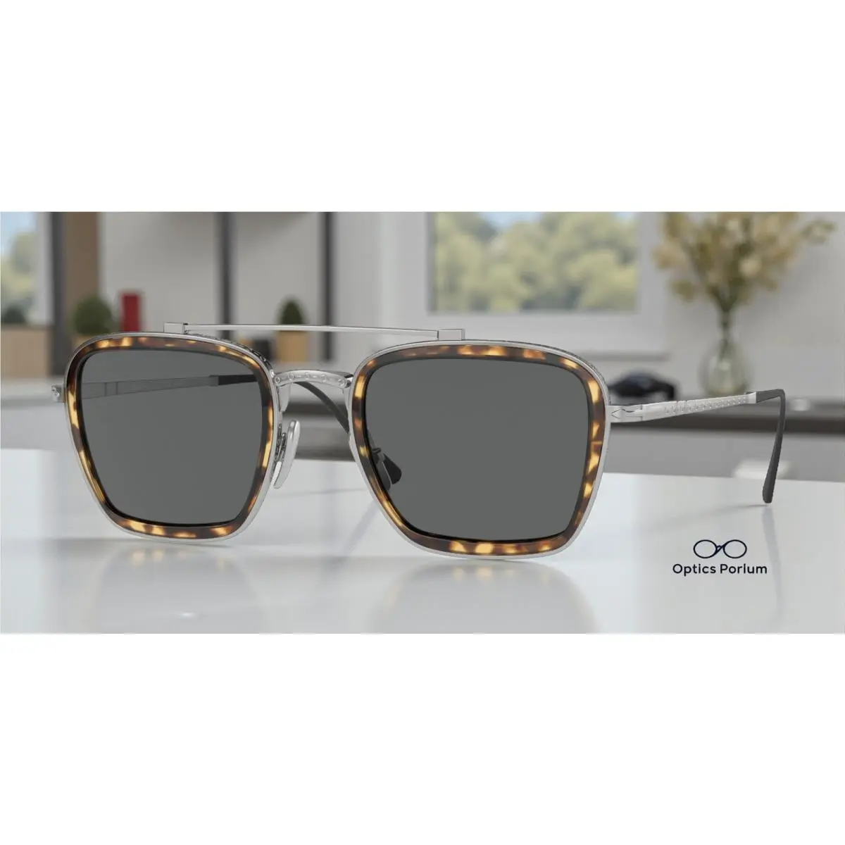 Persol PO5012ST 8014B1 Pillow Silver Dark Grey 51 mm Unisex Sunglasses