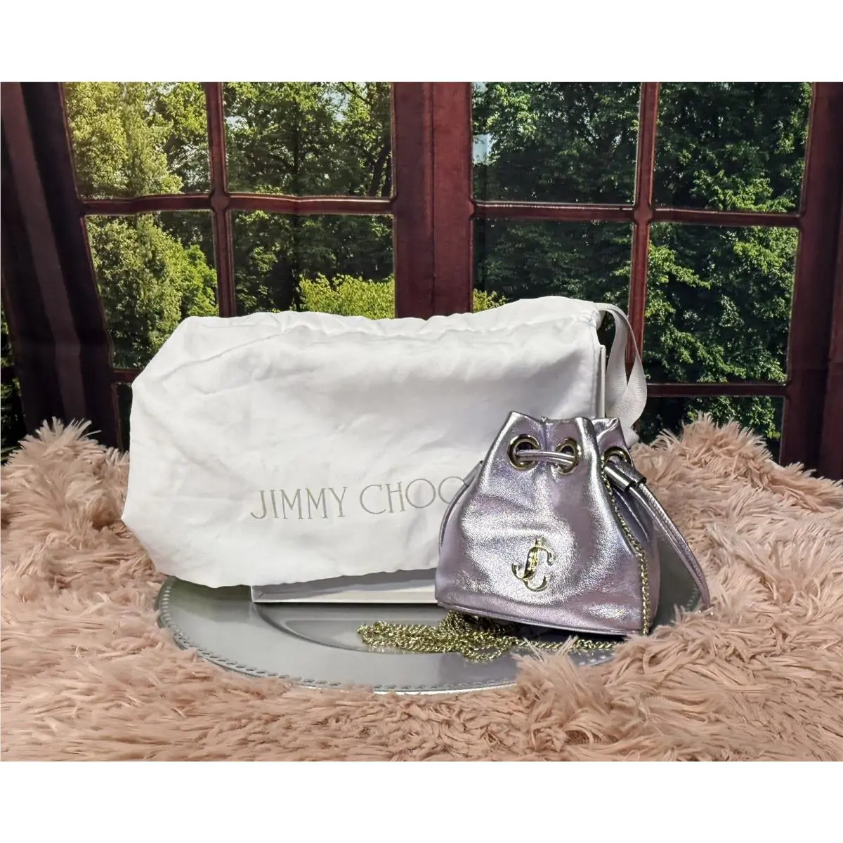 Jimmy Choo Mini Marcheline Leather Metallic Bag Crossbody