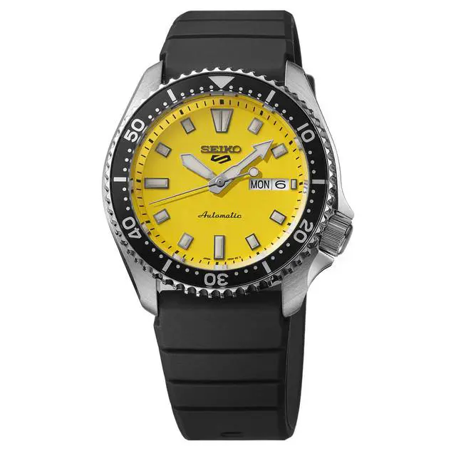Men`s  Watch 5 Sport Yellow Dial Srhodium PlatedL87 by Seiko