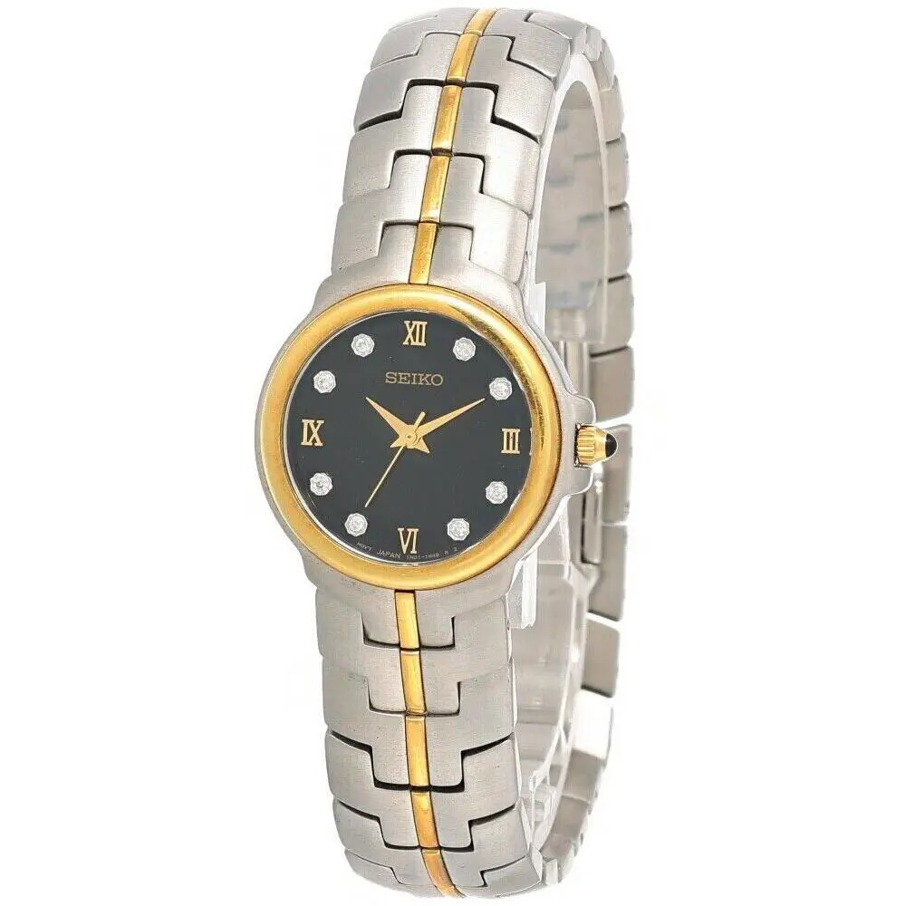 Black Dial 25MM Two-tone Women`s Watch SXG966 by Seiko