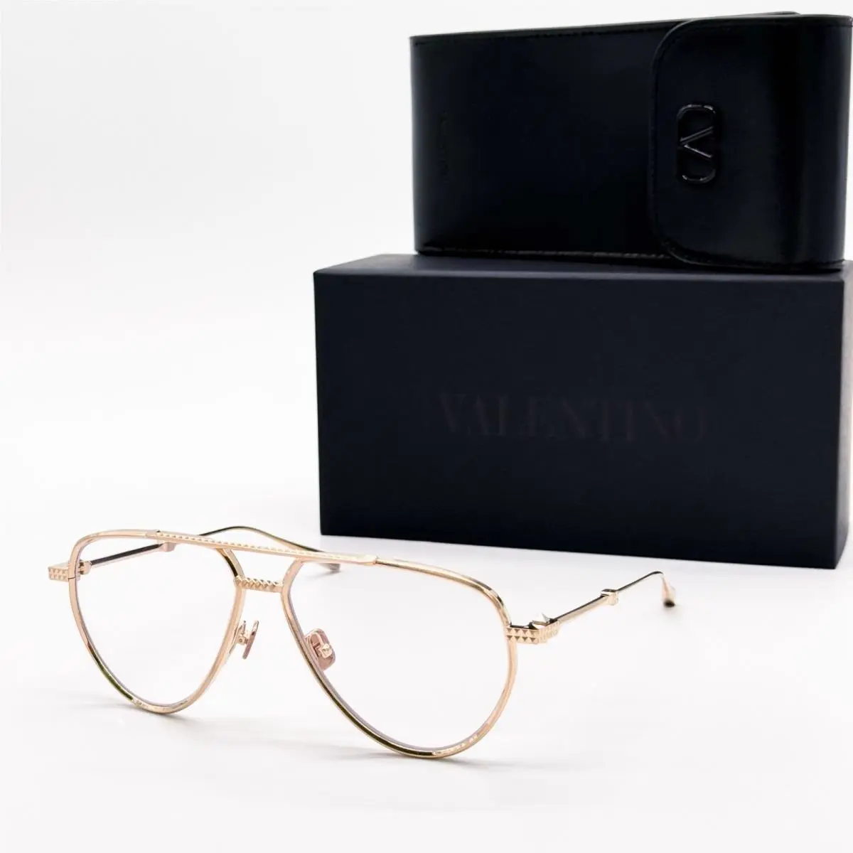 Valentino V-stud-ii VLX-133D Eyeglasses Aviator Unisex Gold Eyewear