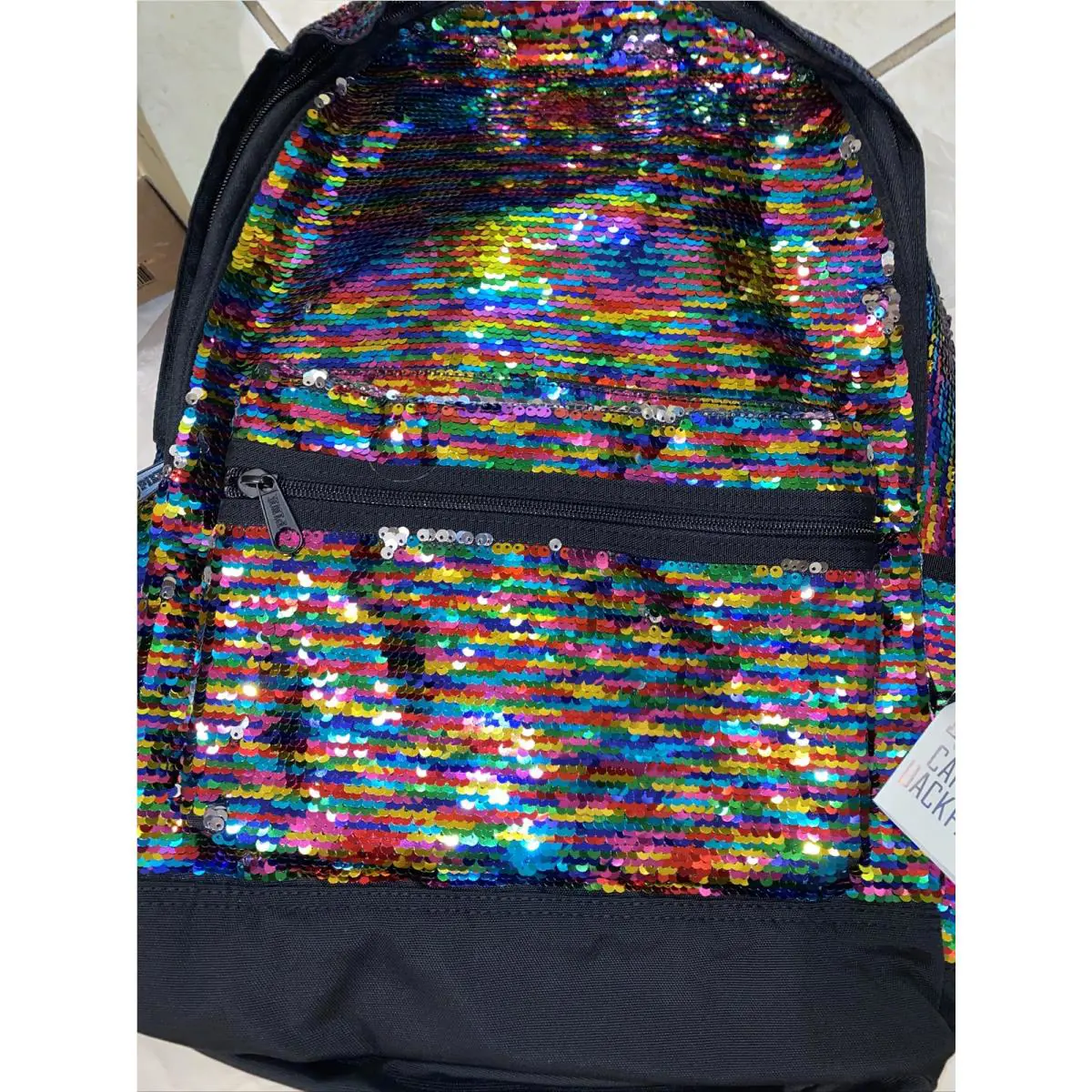 Victoria`s Secret Pink School Campus Laptop Backpack Bling Sequins Sparkle
