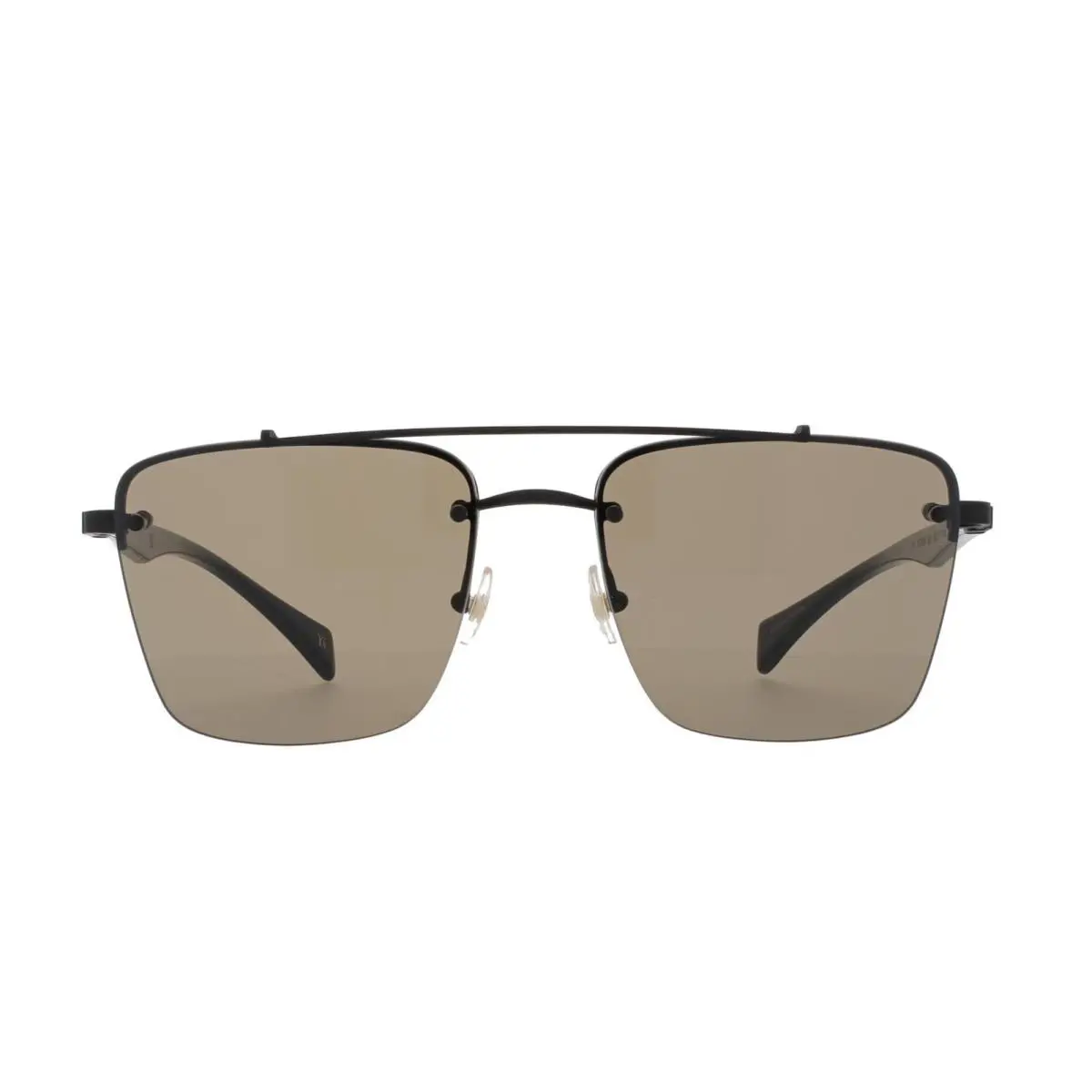 Yohji Yamamoto YY7001-002 Womens Black Square Frame/brown Lens Sunglasses