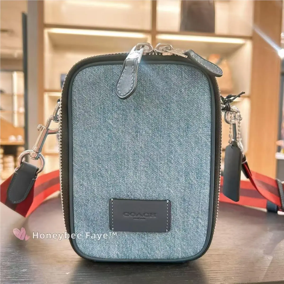 Coach Men`s Stanton Crossbody Bag In Signature Denim/regenerative Cotton