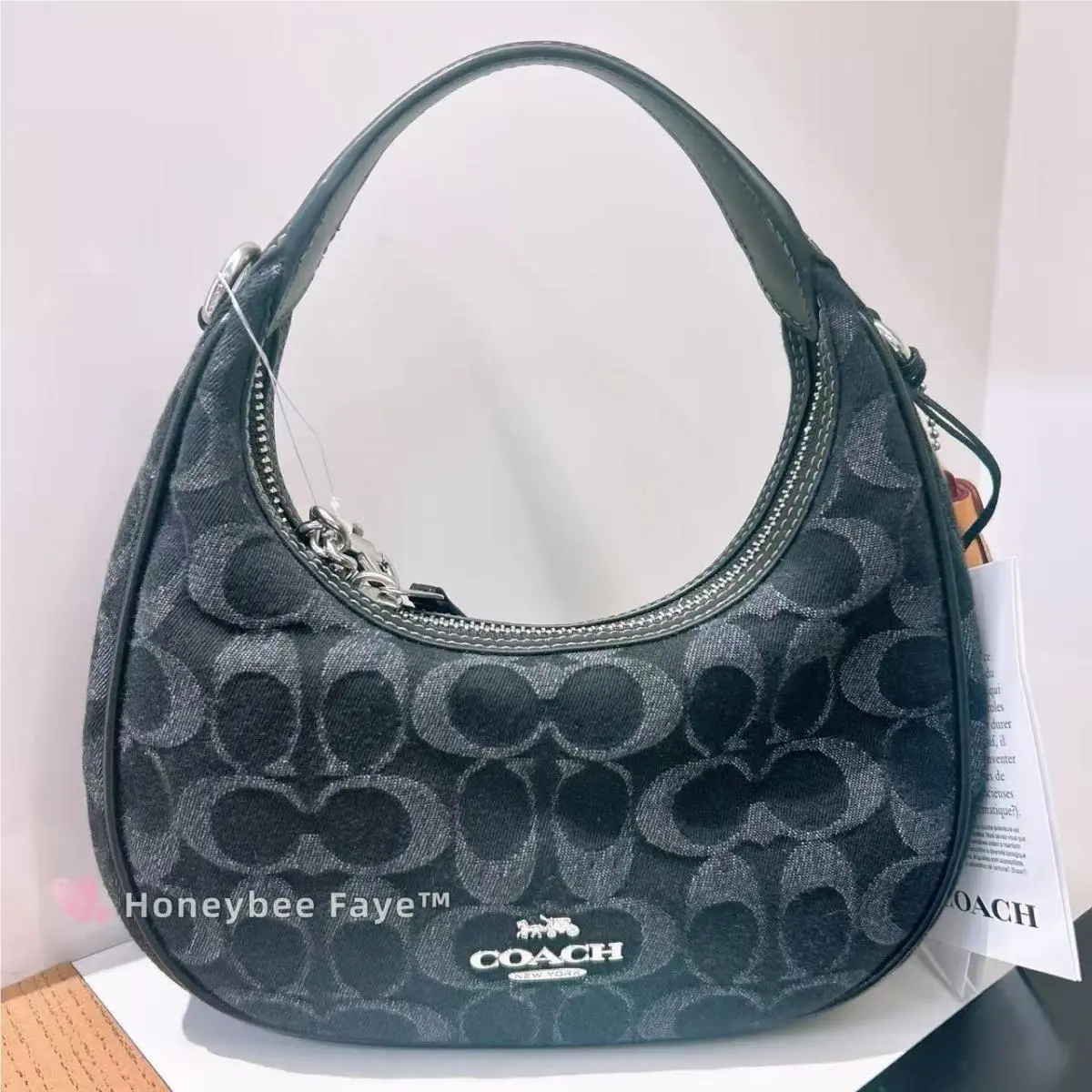 Coach Carmen Mini Crossbody Bag with Newspaper Print/in Signature Denim