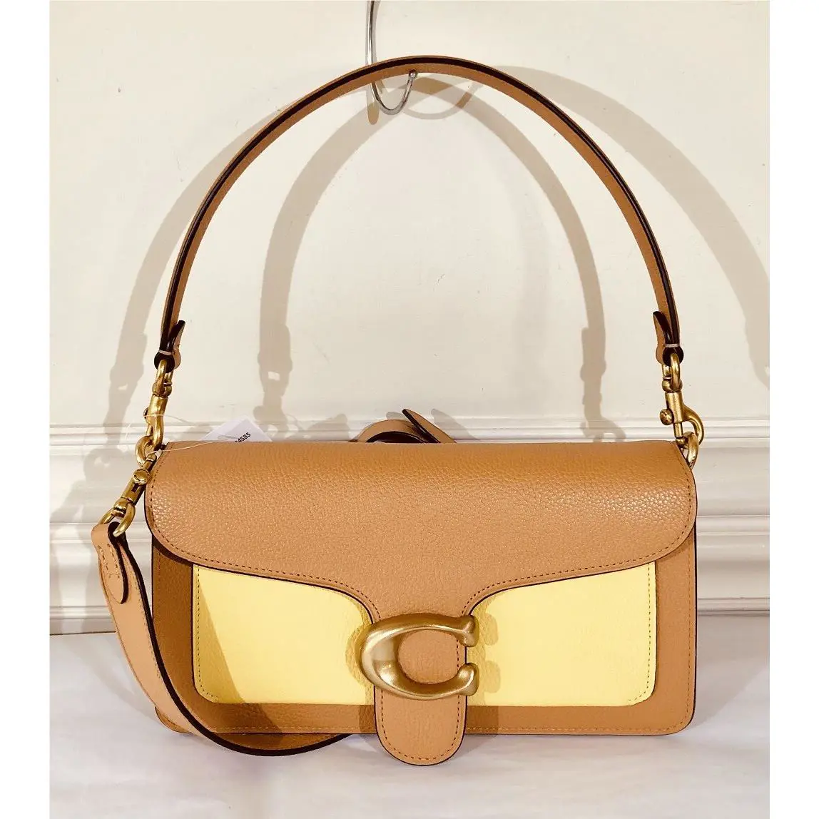 Coach Tabby Fold Colorblock Shoulder Bag Natural Yellow Multi