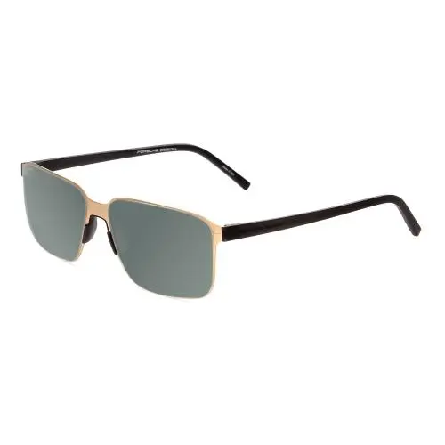 Design P8313-B 57mm Polarized Sunglasses Satin Gold Black 4 Lens Options Smoke Grey Polar by Porsche