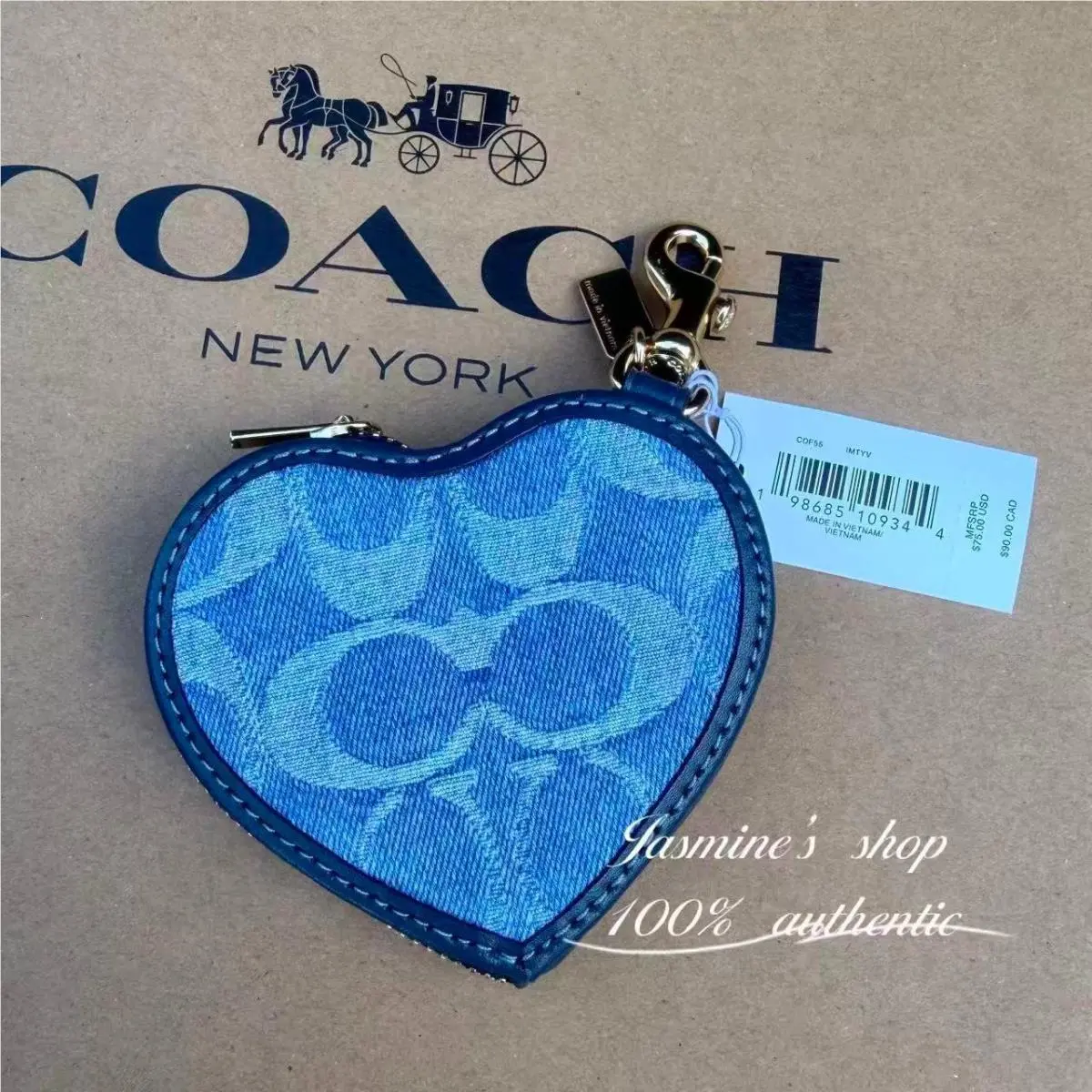 Coach Heart Bag Charm In Signature Denim CDF55/CDC91