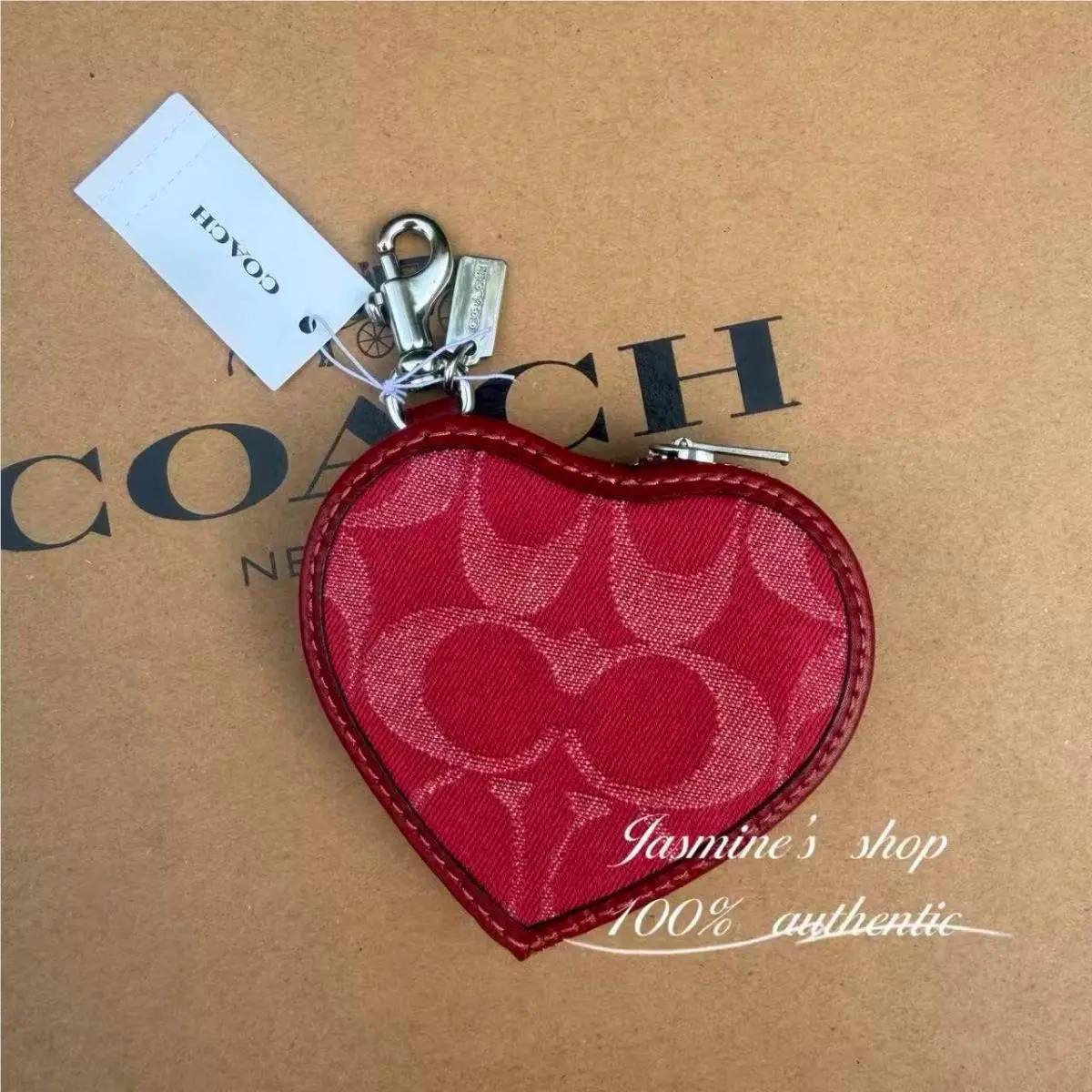 Heart Bag Charm In Signature Denim CDF55/CDC91 CDC91/denim/Silver/True Red by Coach