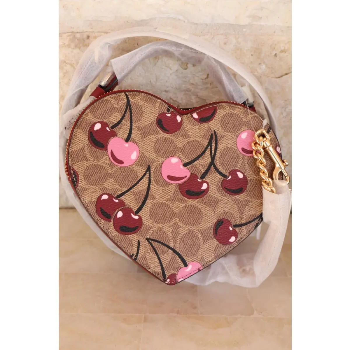 Coach Bag or Accessory Options in Signature Canvas Cherry Print Im/tan