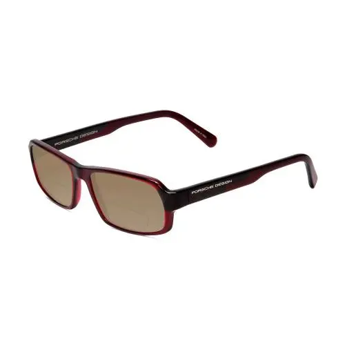 P8215-D 55 mm Polarized Bi-focal Sunglasses in Burgundy Red Carbon Fiber Brown by Porsche