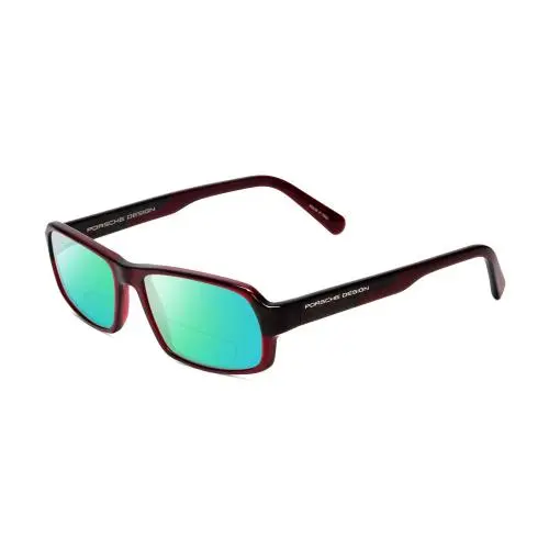 P8215-D 55 mm Polarized Bi-focal Sunglasses in Burgundy Red Carbon Fiber Green Mirror by Porsche