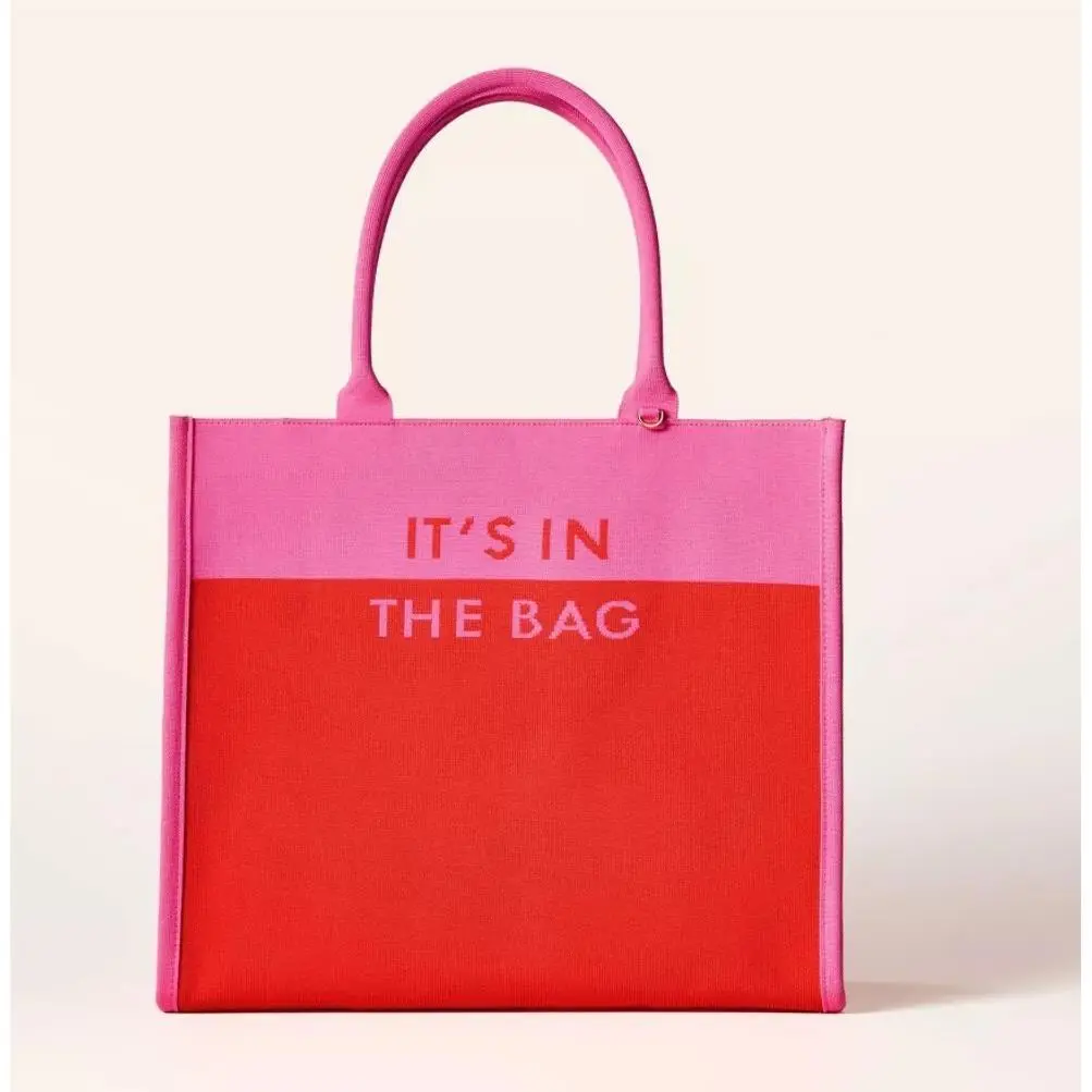 New York x Target Collaboration Bags and Totes Colorblock Knit Tote Bag Pink/Red by Kate Spade
