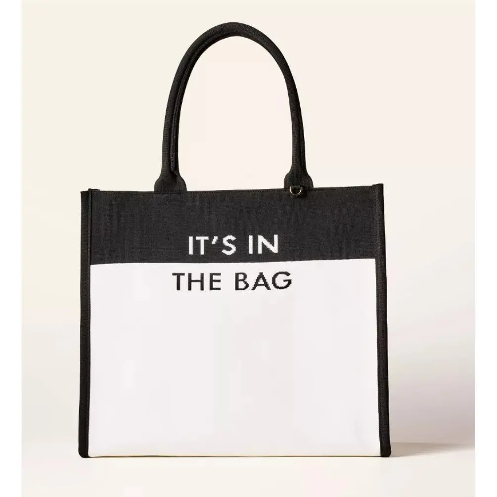 New York x Target Collaboration Bags and Totes Colorblock Knit Tote Bag White/Black by Kate Spade
