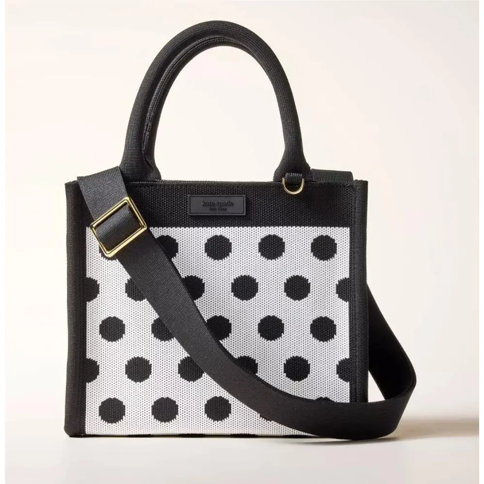 New York x Target Collaboration Bags and Totes Polka Dot Knit Crossbody Bag White/Black by Kate Spade