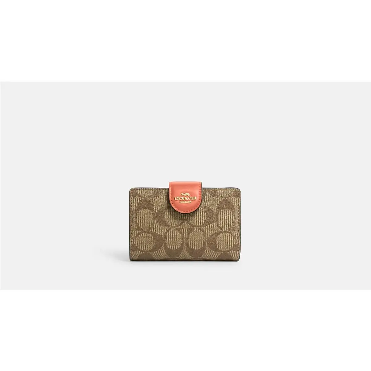 Medium Corner Zip Wallet C0082 IM/KHAKI/LT. CORAL by Coach