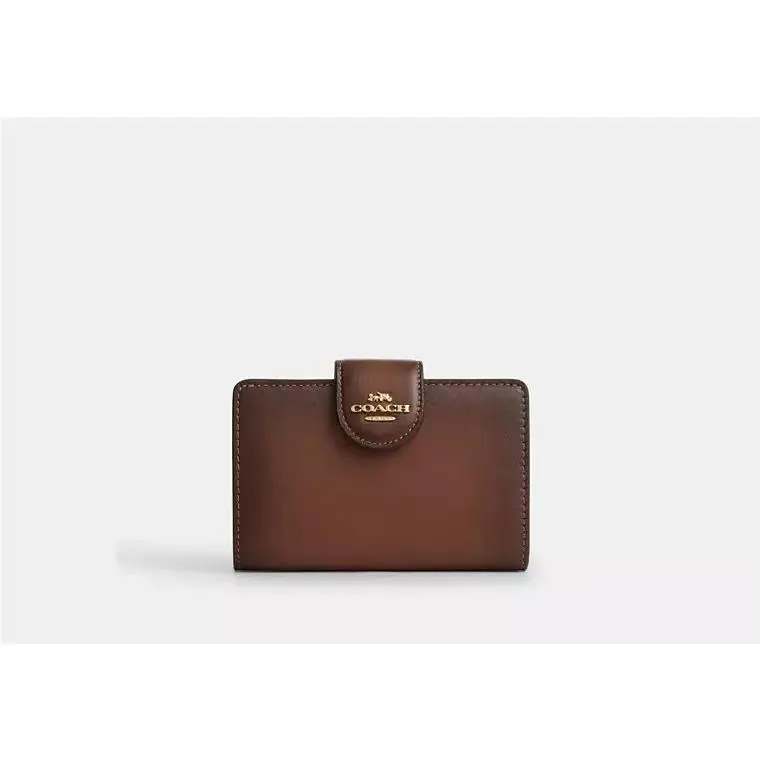 Medium Corner Zip Wallet CEC27 GOLD/REDWOOD by Coach