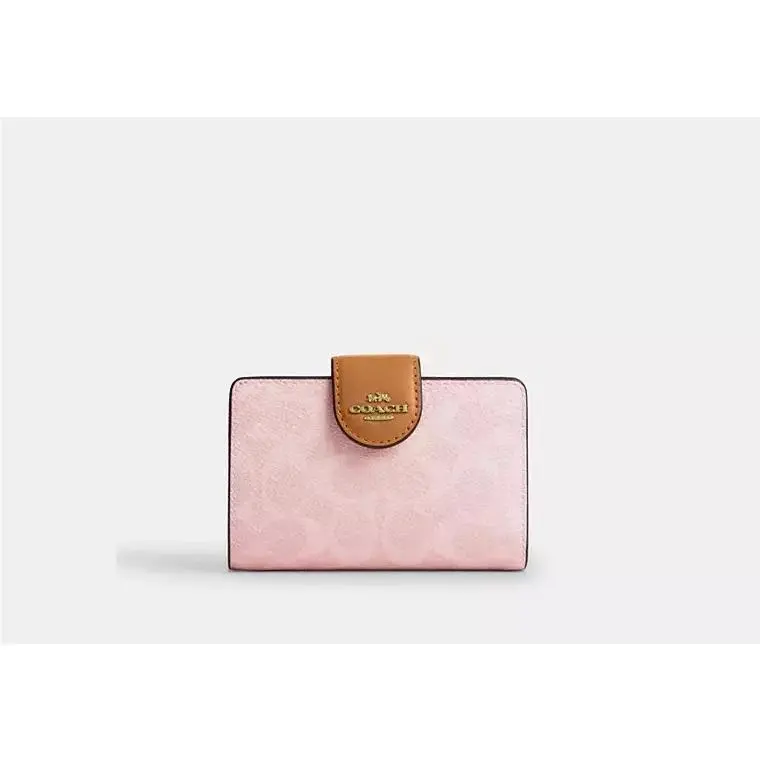 Medium Corner Zip Wallet CEC29 GOLD/POWDER PINK by Coach