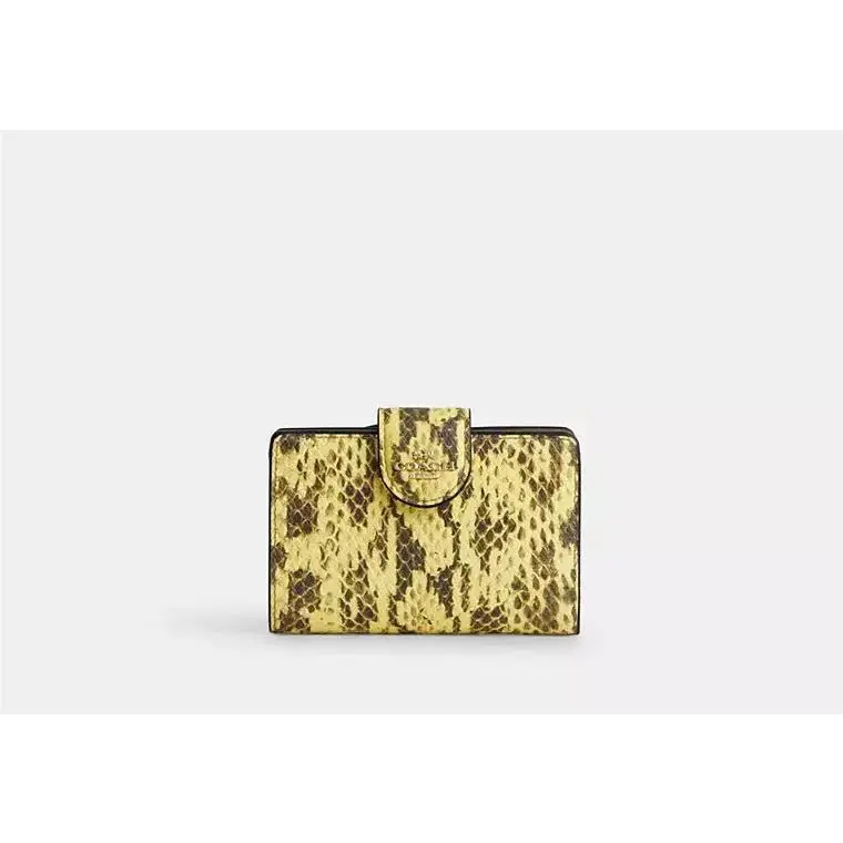 Medium Corner Zip Wallet CEL81 SNAKE EMBOSSED LEATHER/GOLD/YELLOW by Coach