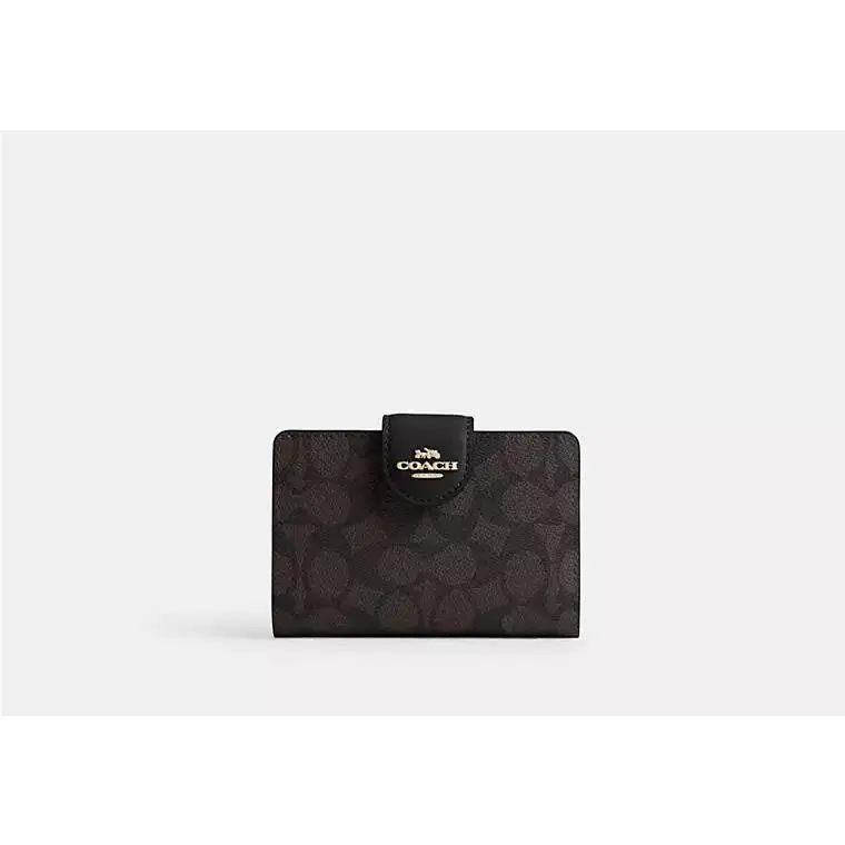 Medium Corner Zip Wallet CW786 GOLD/WALNUT/BLACK by Coach