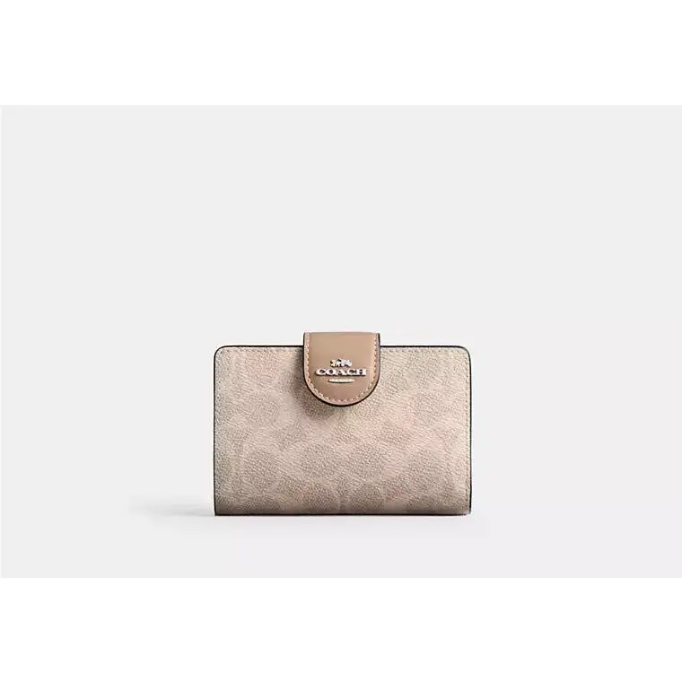 Medium Corner Zip Wallet CW786 SILVER/SAND/TAUPE by Coach