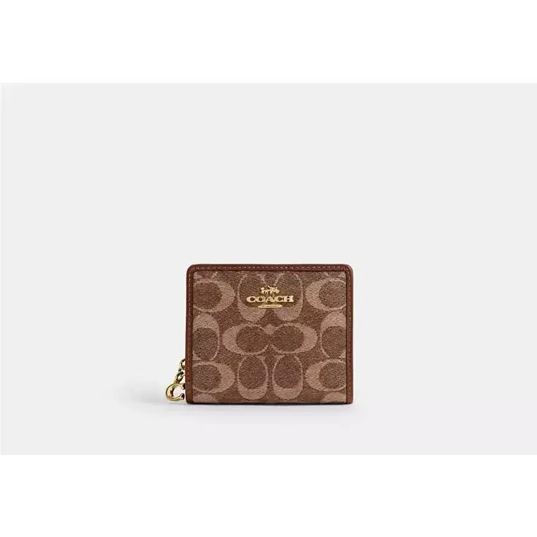 Snap Wallet ID Window CCQ32 GOLD/LT. KHAKI/VINTAGE BROWN by Coach