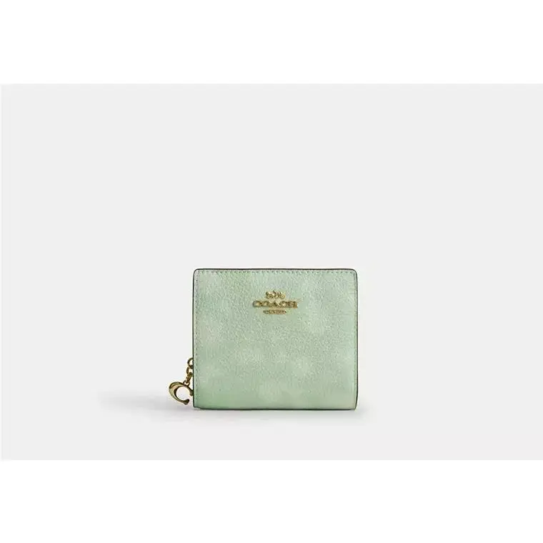 Snap Wallet ID Window CEC38 PEBBLED LEATHER/GOLD/PALE GREEN by Coach