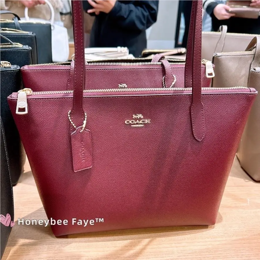 Fiona Zip Tote Bag CW395/CW396/CBT18 CW395 DARK WINE by Coach