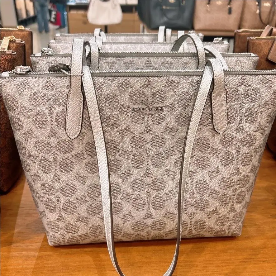 Fiona Zip Tote Bag CW395/CW396/CBT18 CW396 Silver/Gray/Silver by Coach