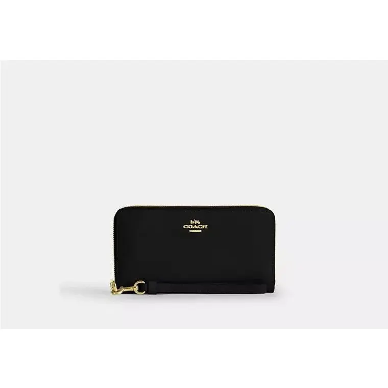 Long Zip Around Wallet with Strap CEC19 GOLD/BLACK by Coach