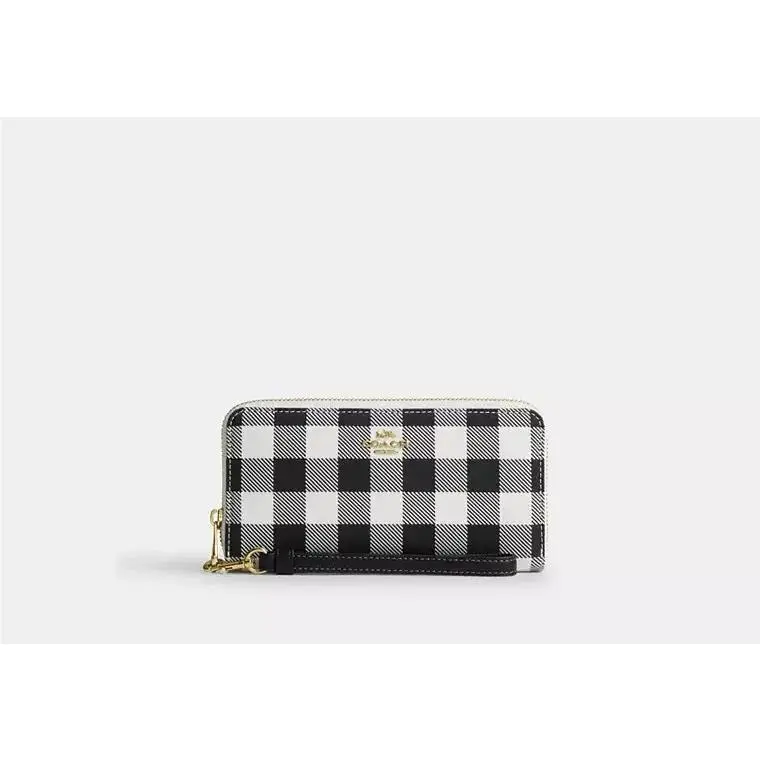 Long Zip Around Wallet with Strap CFA13 SMOOTH LEATHER/GOLD/BLACK MULTI by Coach