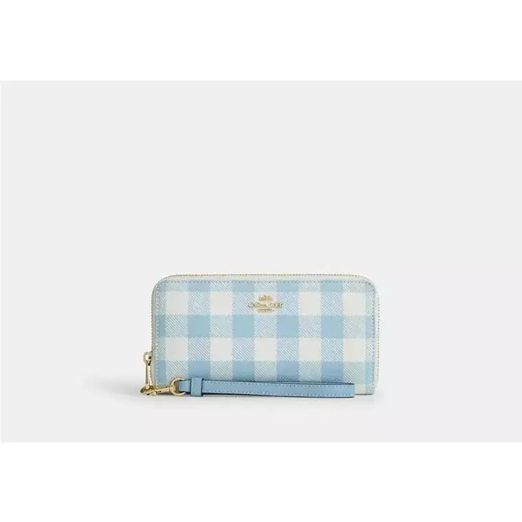 Long Zip Around Wallet with Strap CFA13 SMOOTH LEATHER/GOLD/BLUE MULTI by Coach