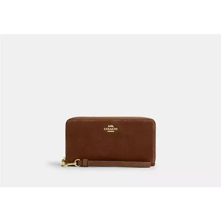 Long Zip Around Wallet with Strap CGG15 GOLD/WARM BROWN by Coach